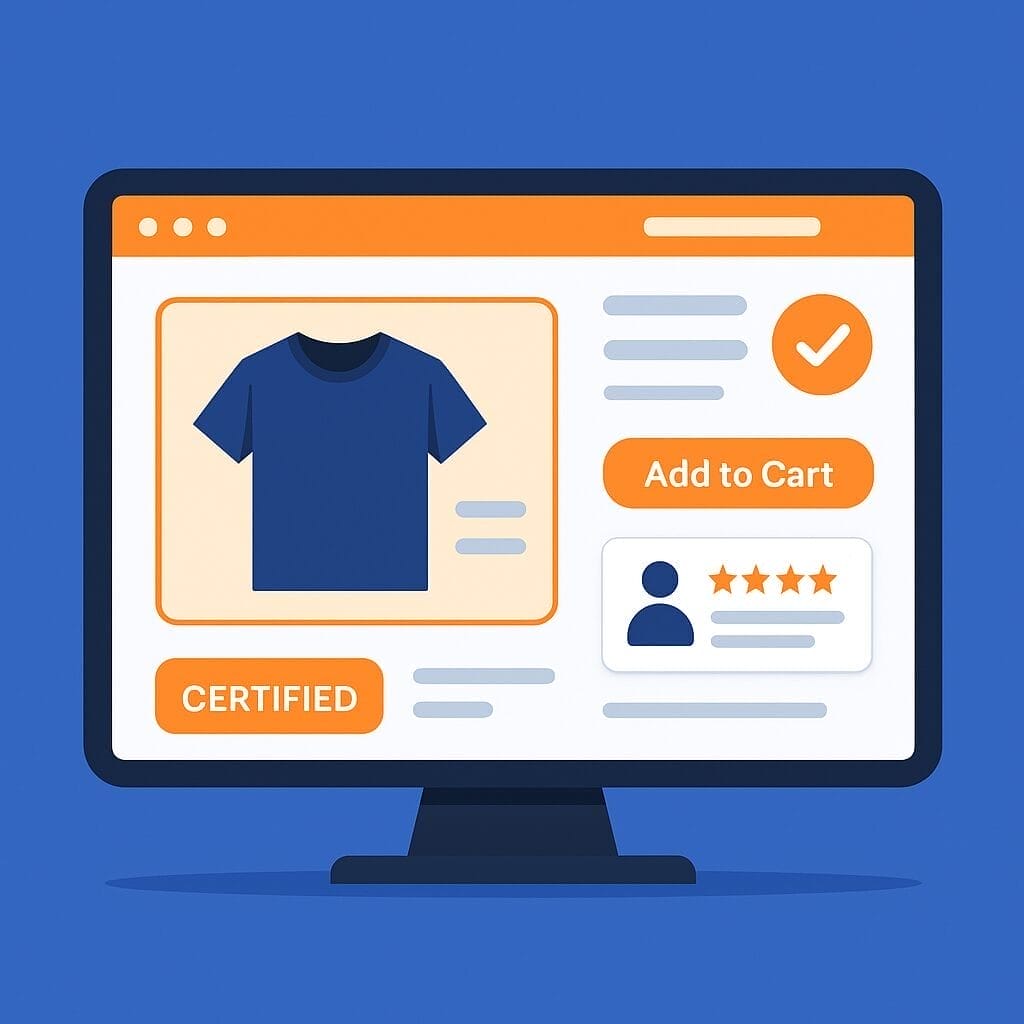 eCommerce website with consistent branding, trust badges, and customer reviews